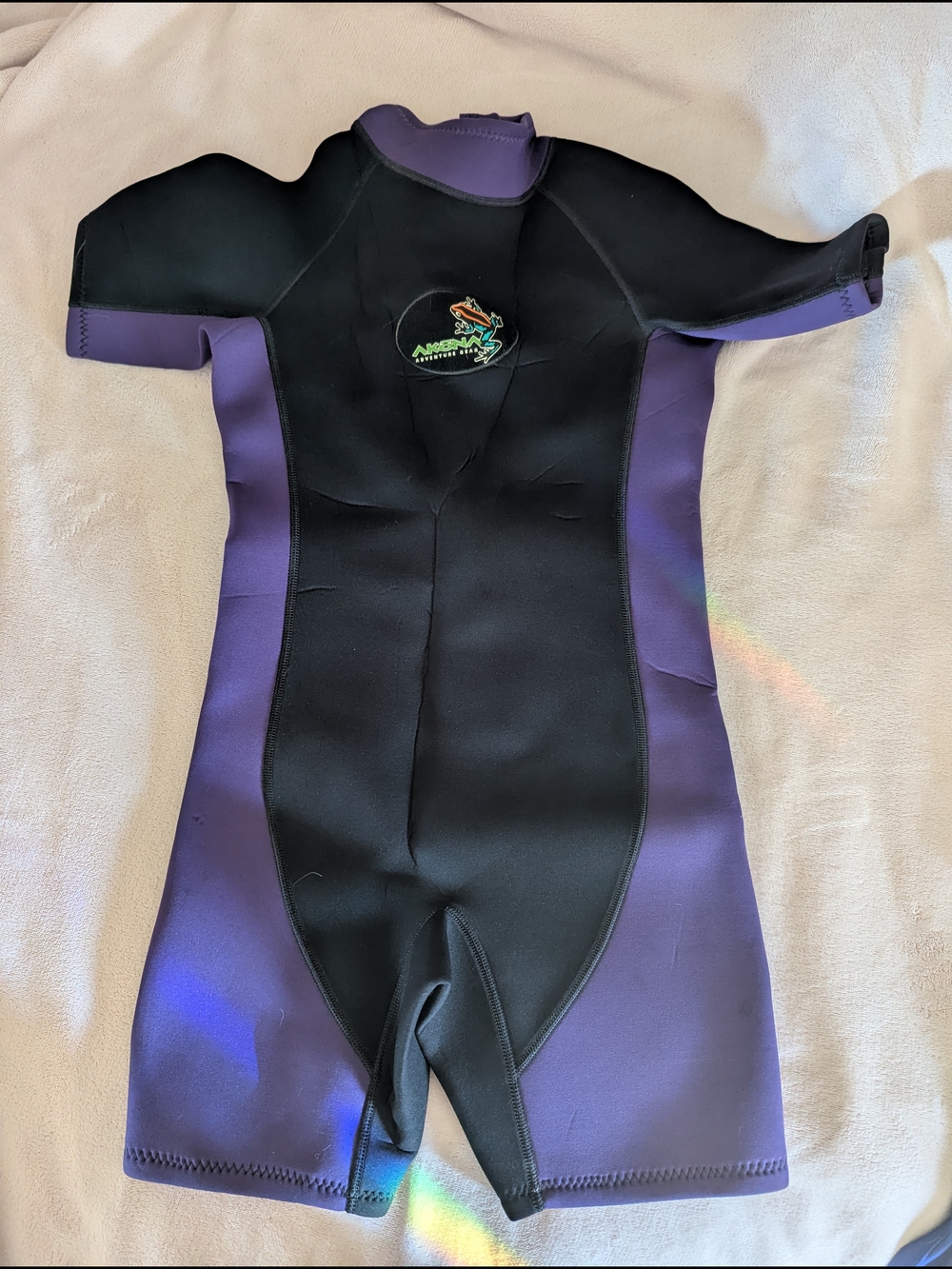 Neoprene Shorty Wetsuit with Frog Logo - Black & Purple